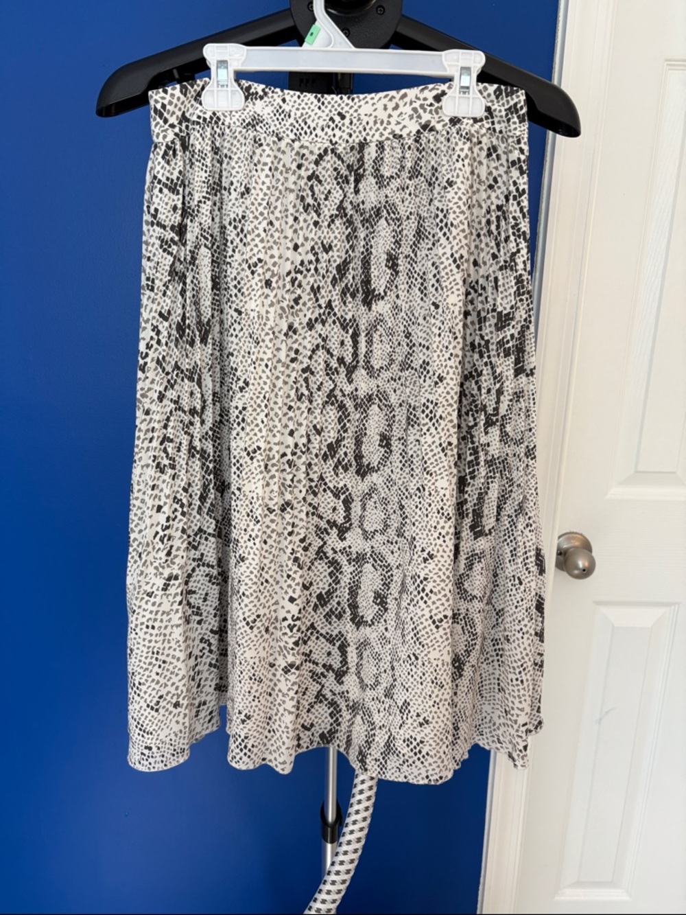 J. Crew Factory Black and White Snake-Print Midi Skirt